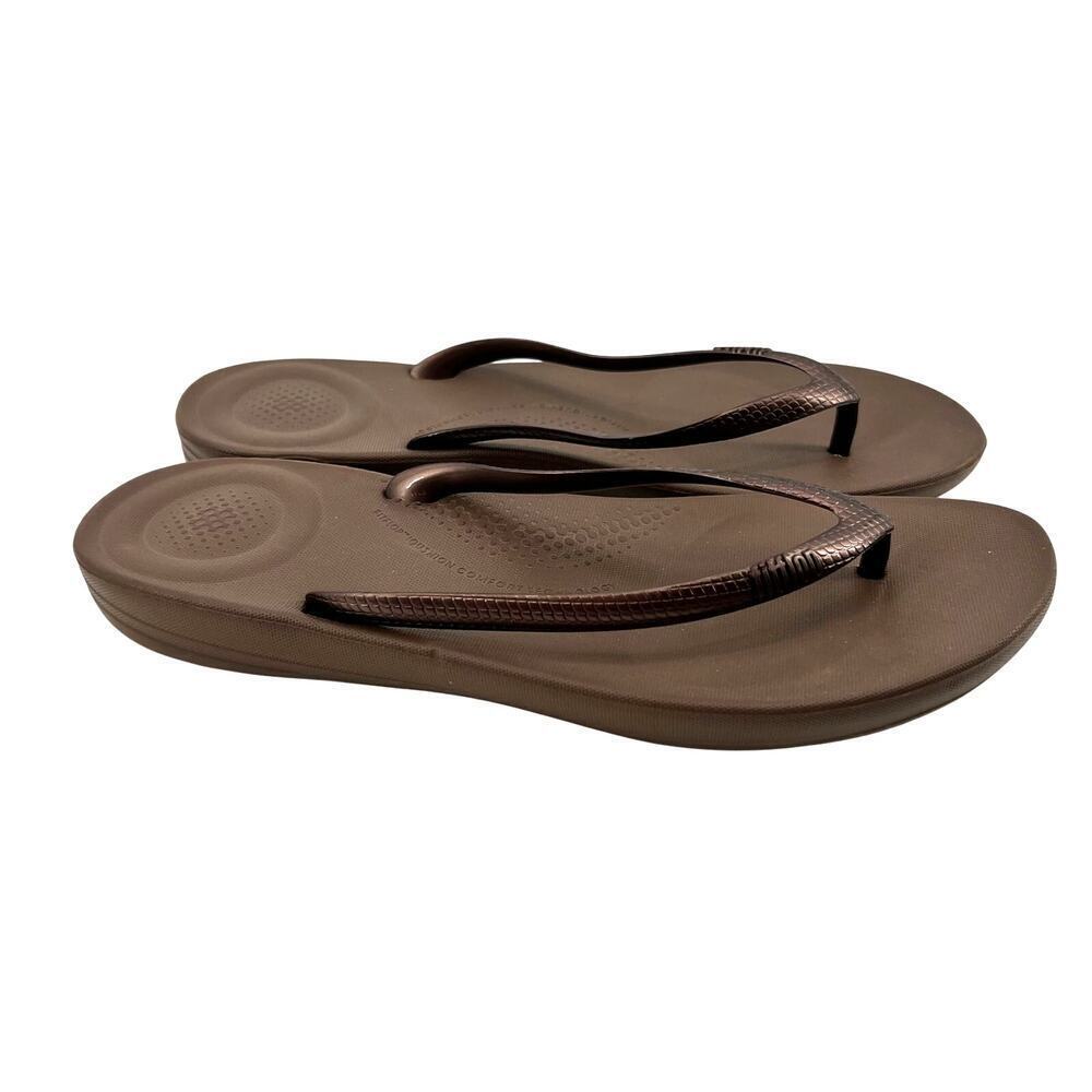 WOMEN'S FITFLOP LQUSHION ERGONOMIC FIIP-FLOPS BRONZE THONG slip on summer size 9 - Picture 2 of 7